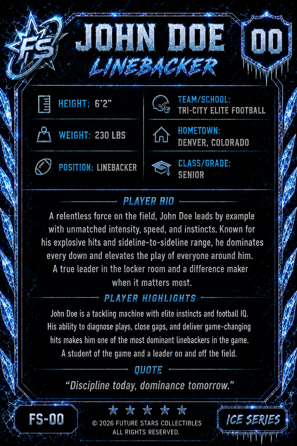 Ice Series Edition Custom Sports Card